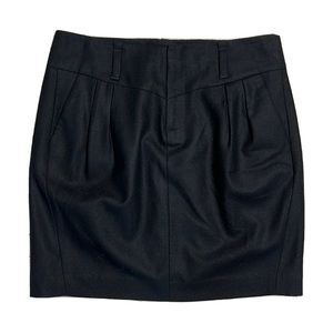 Banana Republic Black Wool Front Pleated Lined Mini Skirt with Pockets